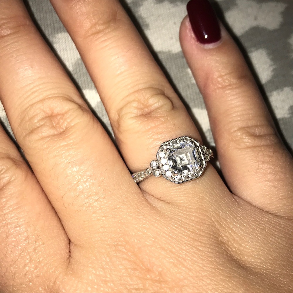 Platinum Swarovski Zirconia Antique Ring